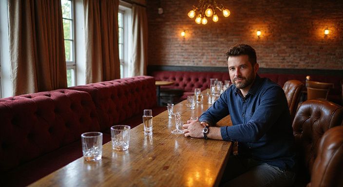 Intieme cocktailbar met rijke meubels en warme, uitnodigende sfeer.