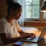 Donkere Vrouwen Sexdating: Vind Spanning en Passie bij Singles in Nederland Een vrouw in contemplatie achter een laptop aan een bureau