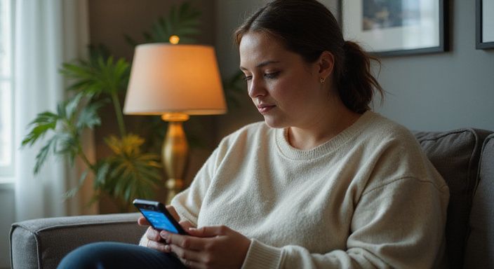 Een vrouw in een oversized trui, contemplerend op de bank. Een vrouw in een oversized trui, contemplerend op de bank.