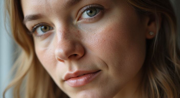 Portret van een persoon met realistische huidtextuur en micro-expressies. Sexdating Gent